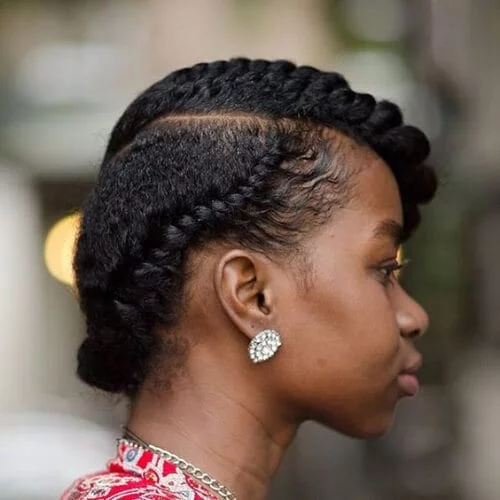 elegant hairstyle of curly haired woman