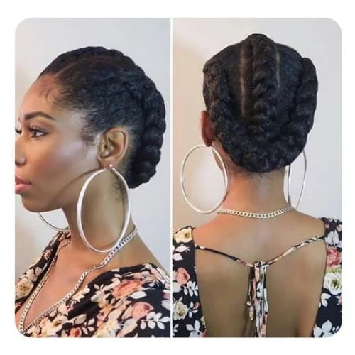 Three braids hairstyle of a woman