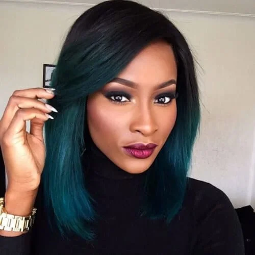 green haircuts for thick hair