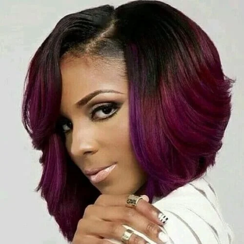 purple haircuts for thick hair