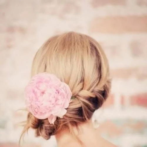 Side Braid with flower hairstyles