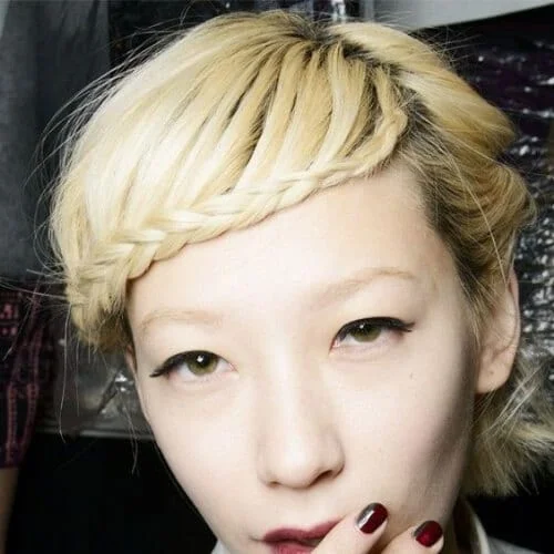blonde braided bang hairstyles