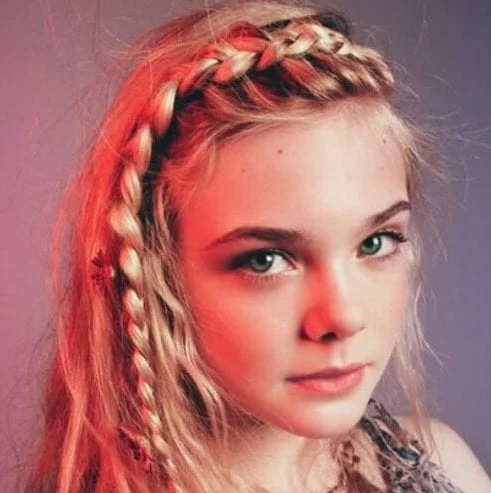 elle fanning braided bang hairstyles