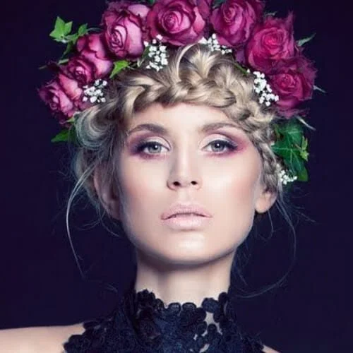 flower braided bang hairstyles