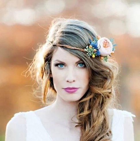 flower crown side hairstyles for prom