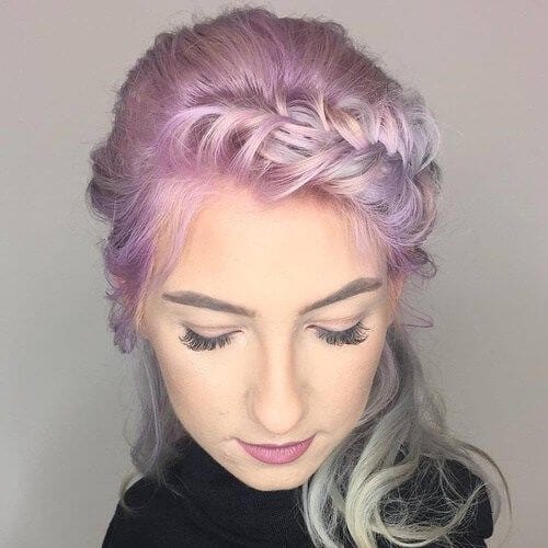 lilac braided bang hairstyles