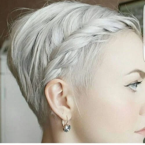 silver gray pixie cut 