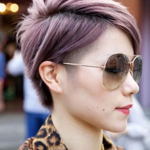 purple undercut short haircuts for straight hair