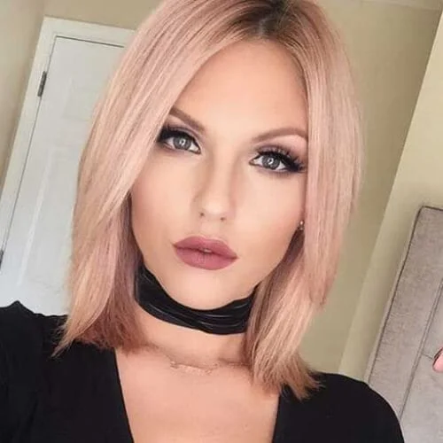 rose gold short haircuts for straight hair