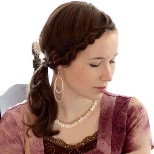 side ponytail braided bang hairstyles