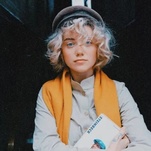 sweet curly hair with bangs