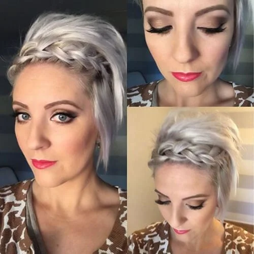 teased up french braided bang hairstyles