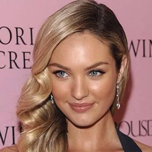 Vintage Hollywood waves side hairstyle - glamorous prom look with halter dress