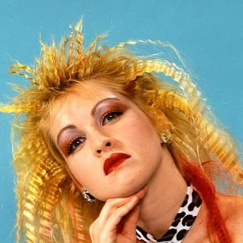 Cyndi Lauper crimped hairstyles