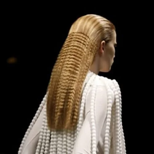 Givenchy crimped hairstyles