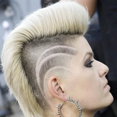Pompadour Mohawk with Detailed Sides short punk hairstyles