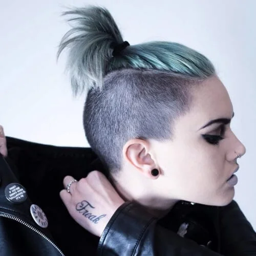 Short punk hairstyles with ponytail and creative pins - versatile punk hair styling