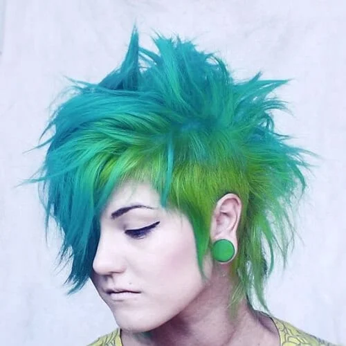 teal aqua short punk hairstyles