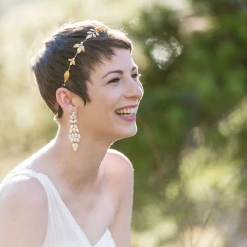 Gold Bridal Headpiece wedding hairstyles for short hair