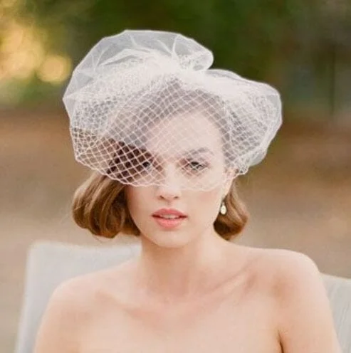 blusher veil wedding hairstyles for short hair