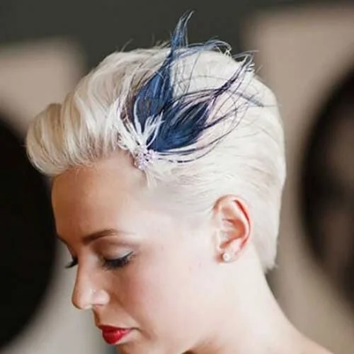 feather fascinator weddign hairstyles for short hair