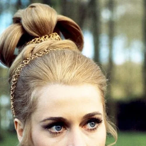Jane Fonda hairstyles photographed by Francois Gragnon on the set of of the film 'Histoires Extraordinaires’, 1967