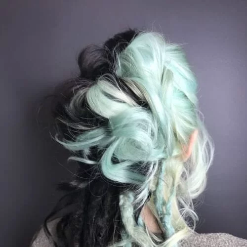 black and mint and dreadlocks two tone hairstyles