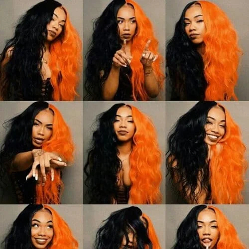 black and orange Two Tone Hair Color Ideas