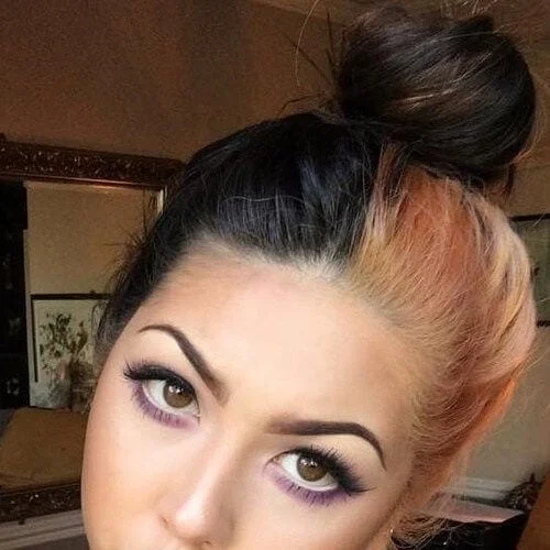 bun two tone hairstyles