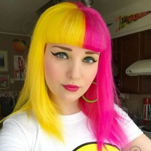 magenta sunflower two tone hairstyles