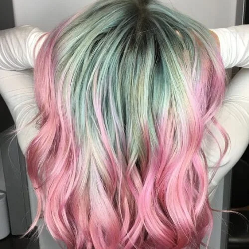 mint and rose two tone hairstyles