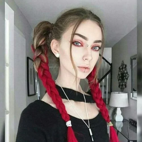 natural and red Two Tone Hair Color Ideas