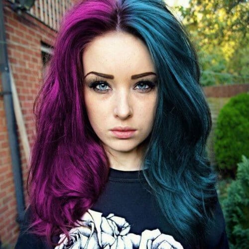 purple and turquoise two tone hairstyles
