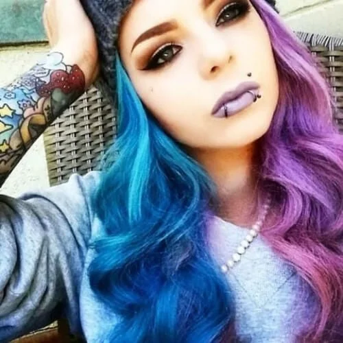 purple blue two tone hairstyles
