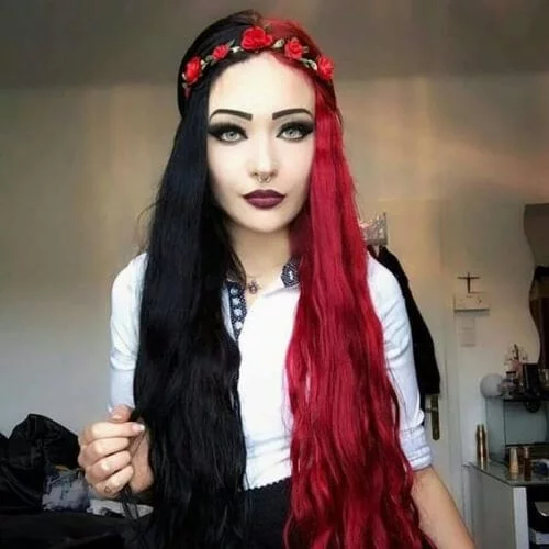 red and black Two Tone Hair Color Ideas