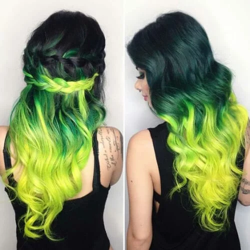 shades of green two tone hairstyles