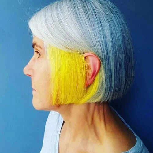 yellow and white two tone hairstyles