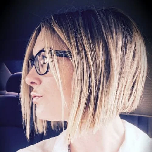 Short A line blonde bob a line bob haircut