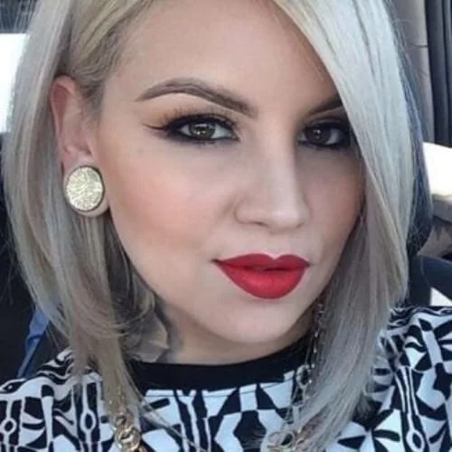 ash blonde a line bob haircut