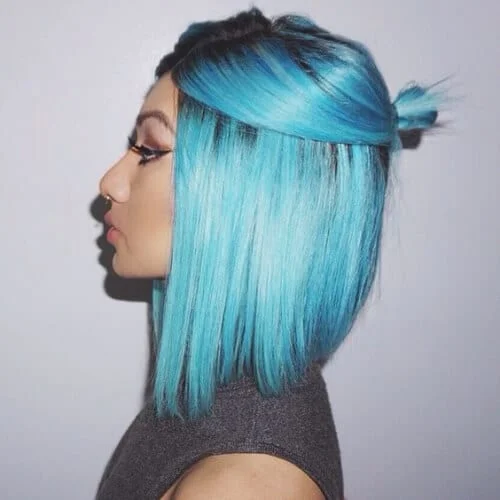 blue a line bob haircut