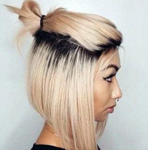 rose gold a line bob haircut