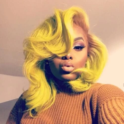 yellow a line bob haircut