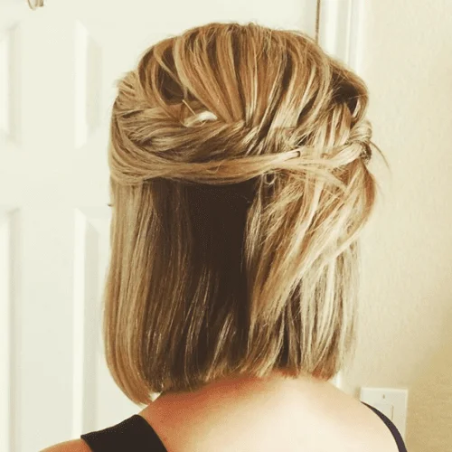 Half Up, Half Down Hairstyle for Short Hair with Braid