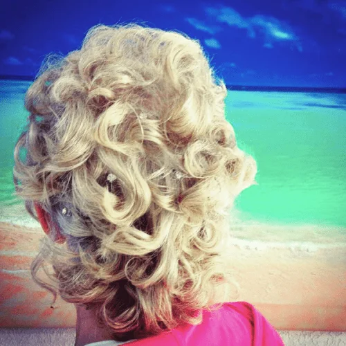 messy curls short hair updo