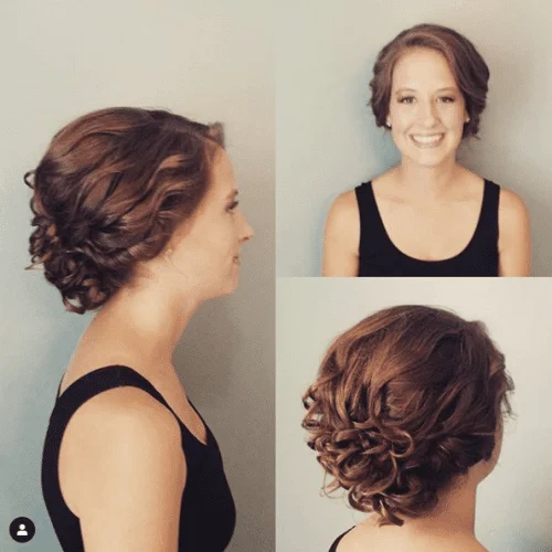 Short hair updo with twisted braids and pins - easy style for bob length hair