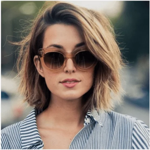 caramel balayage on short layered hair