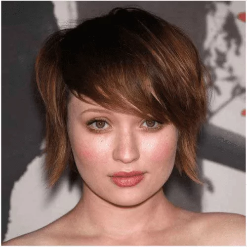 caramel bob cut with bangs