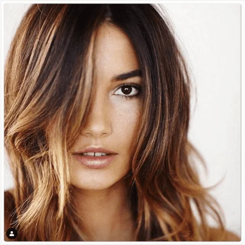 light caramel highlights on dark hair