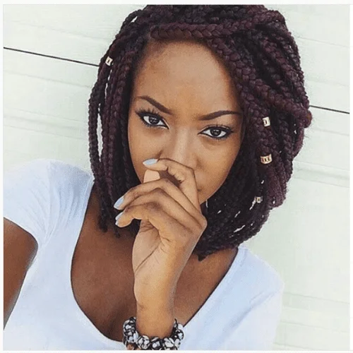 Medium-Length Auburn Box Braids
