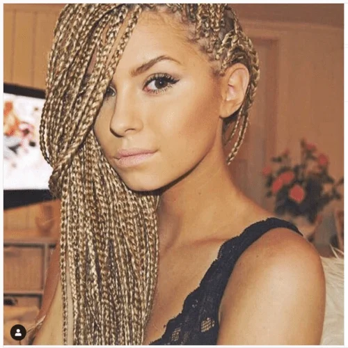 Thick Box Braids in Side Halfdo